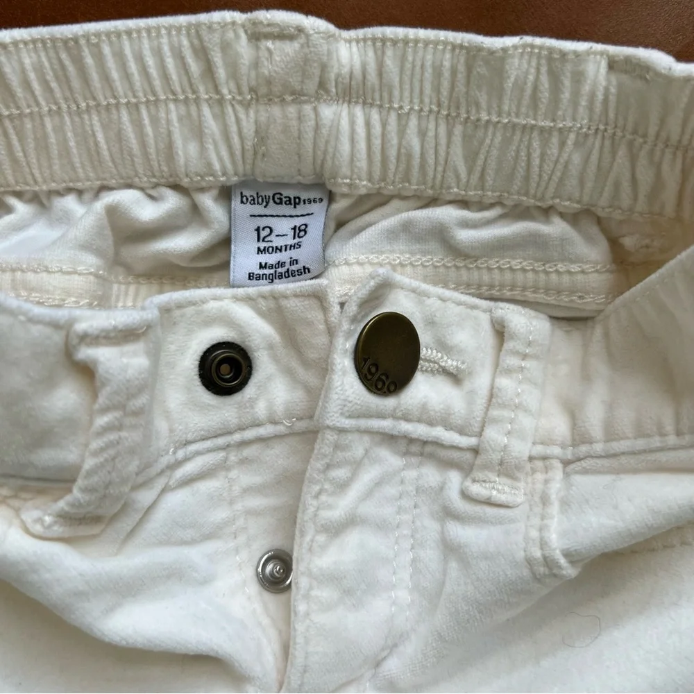 GAP Baby Ivory Velour Pants, 12-18mo